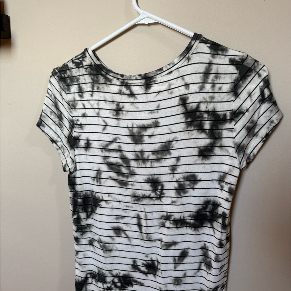 American Eagle Outfitters Black and White Striped Tie-Dye Tee - Picture 2 of 2
